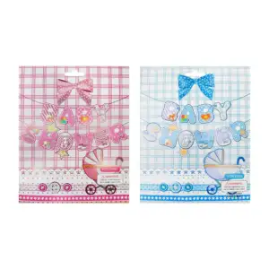 Banderín móvil con temática y frase baby shower en color azul o rosa …