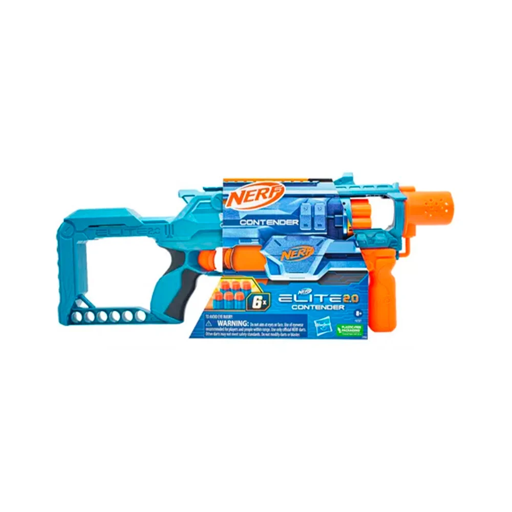 Pistola nerf elite 2.0 contender con 6 dardos / pn00079855