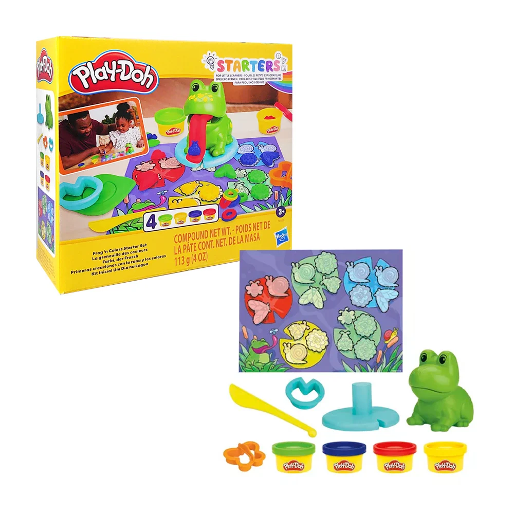 Set play-doh, primeras creaciones con la rana y los colores con 4 masitas y accesorios / f6926
