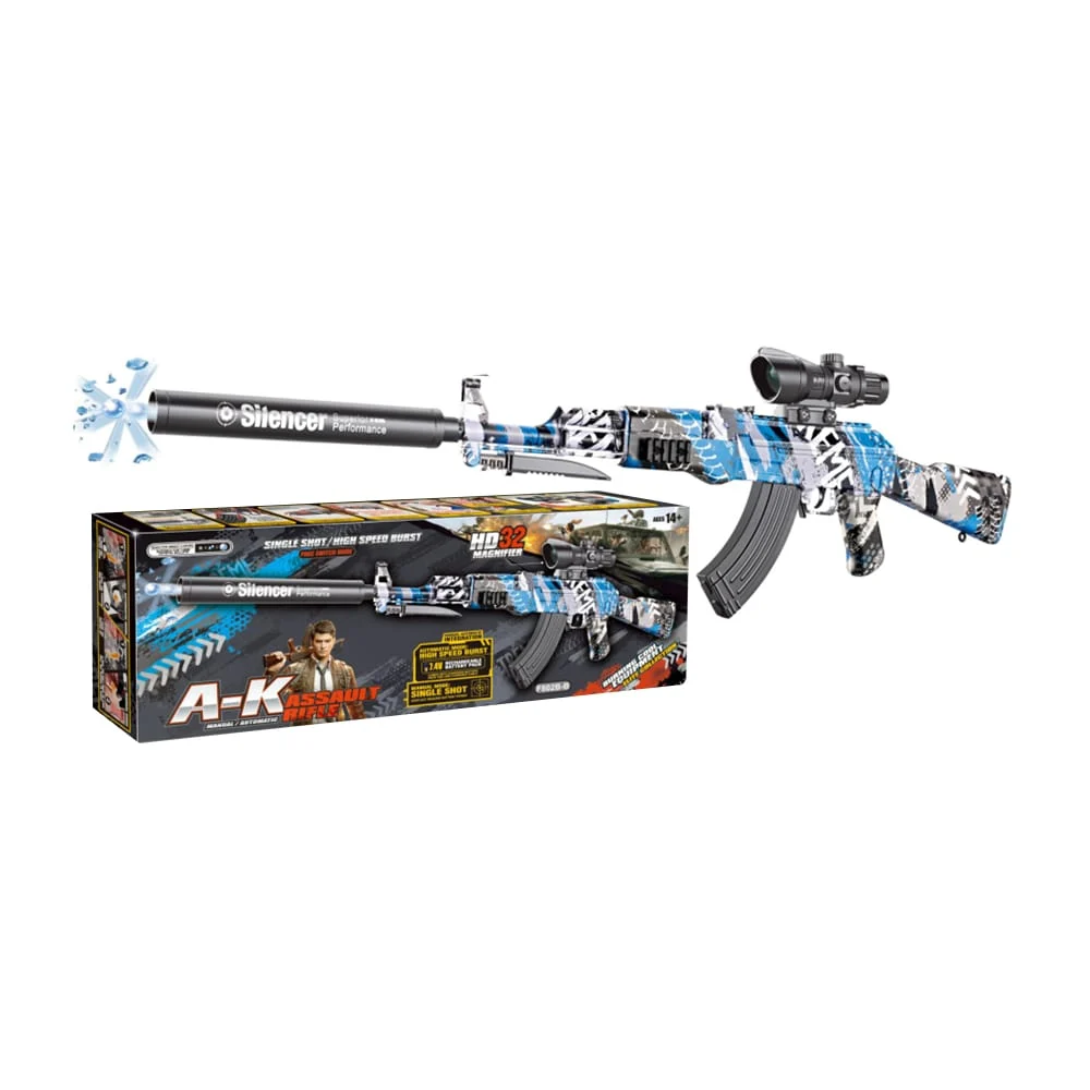 Pistola rifle de hidrogel tipo a-k con balas de hidrogel 7-8mm con diseño de graffiti + accesorios / f802b-b
