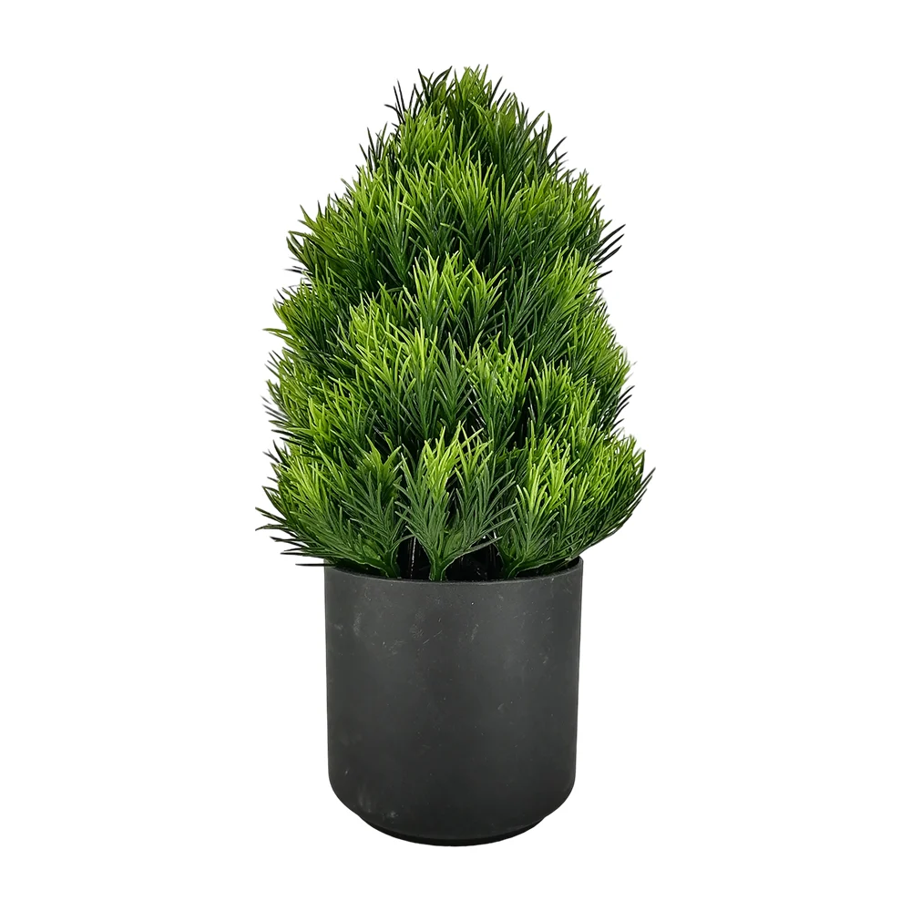 Maceta redonda decorativa con planta artificial tipo arbusto, 22.5cm / hl-fa2073