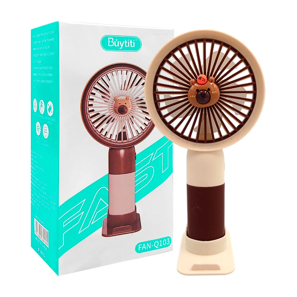 Ventilador de mano recargable buytiti con figura decorativa de capibara y base con soporte para celular, variedad de colores / fan-q103