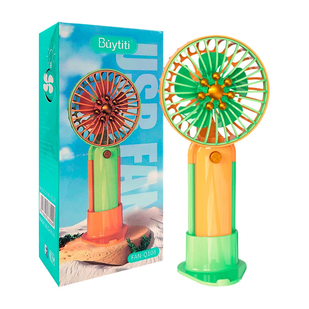 Ventilador de mano recargable buytiti con figura decorativa de flor y base con soporte para celular, variedad de colores / fan-q108