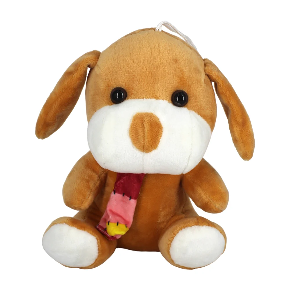 Peluche pequeño afelpado con diseño de perrito con bufanda, variedad de colores