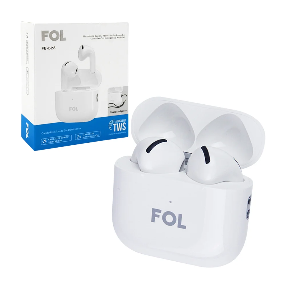 Audífonos fol inalámbricos, bluetooth con estuche de carga y reducción de ruido, variedad de colores / fe-b23