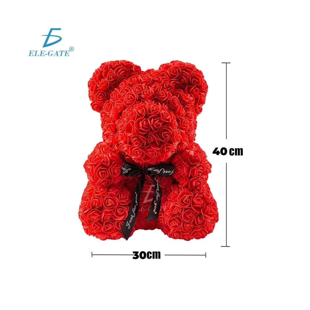 Oso de 40cm con rosas de foamy, variedad de colores