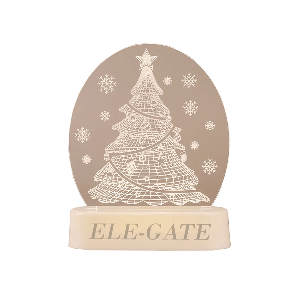 Lámpara 3d de acrílico con estampado de árbol navideño, 13x16.2cm / fes.106