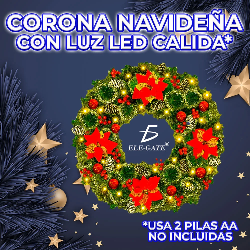 Guirnalda navideña decorativa ele-gate con adornos de escarcha, nochebuena y esferas / fes.16.2