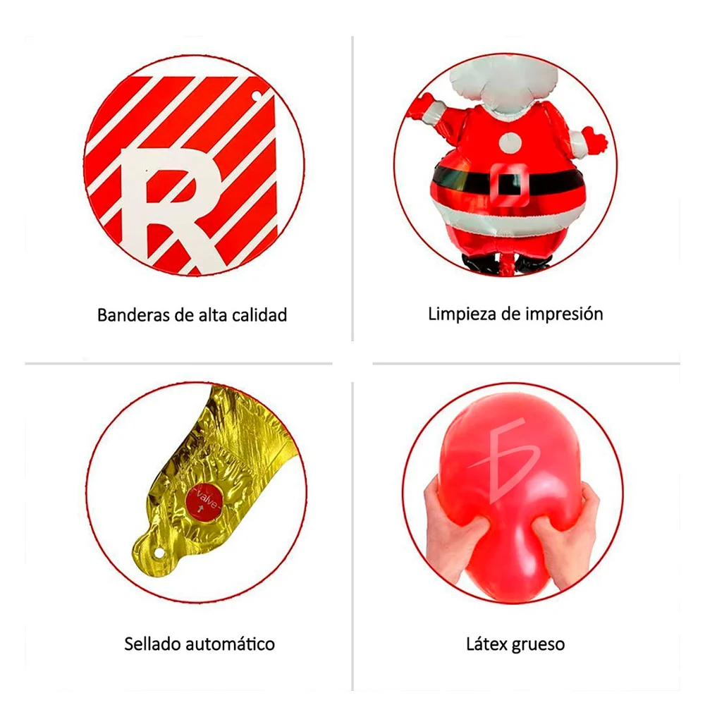 Kit decorativo para fiesta navideña con variedad de globos, adornos móviles y accesorios