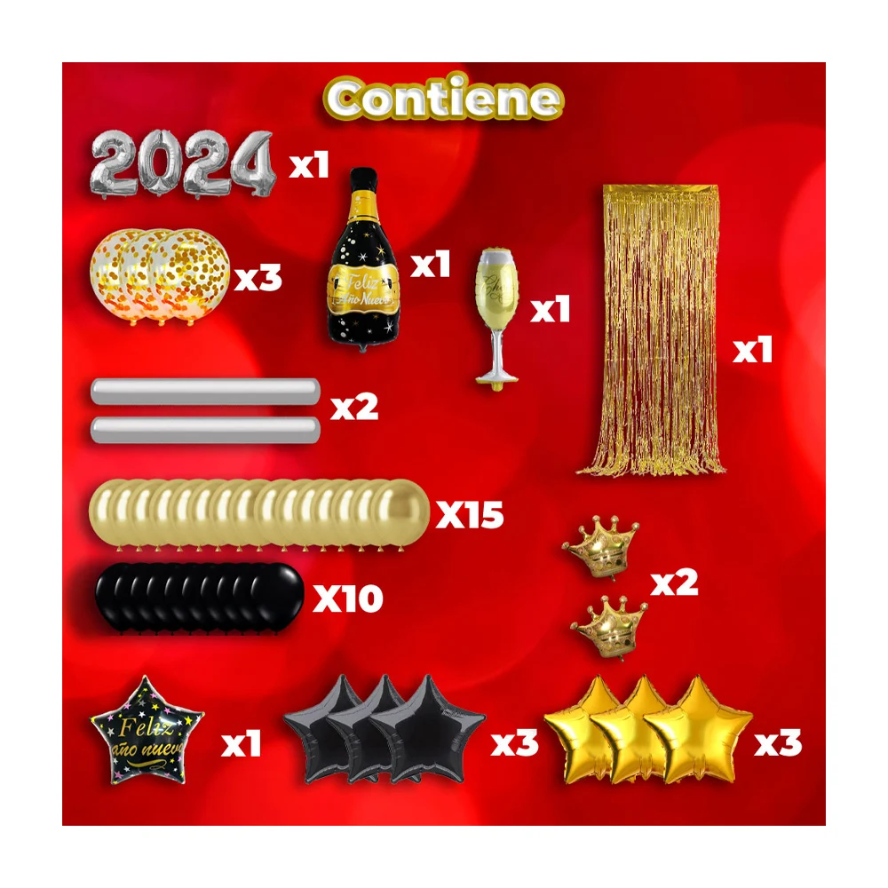 Set de globos para decoración con temática de año nuevo 2024 / fes.l304
