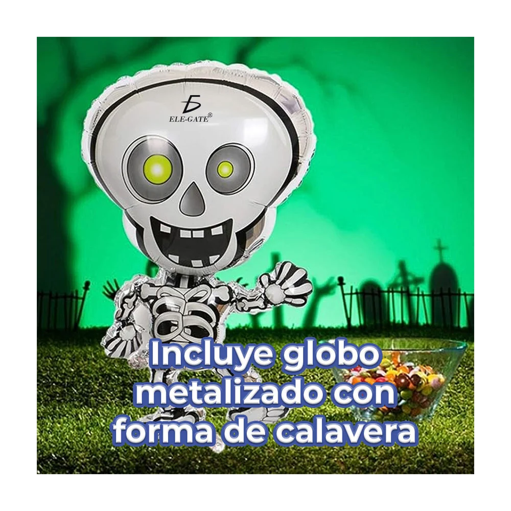 Kit de decoración para fiesta de halloween con variedad de globos, adornos móviles, telaraña y adornos de papel