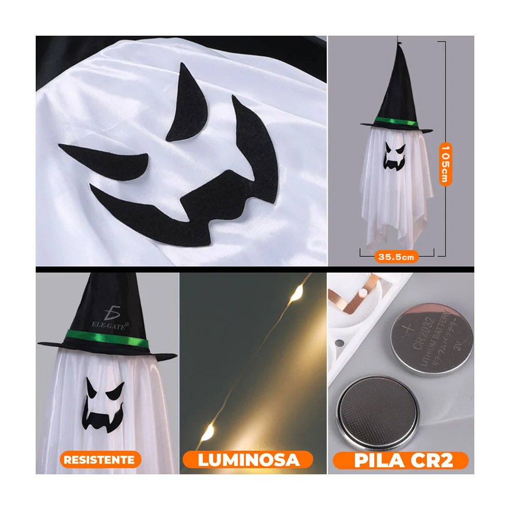 Accesorio colgante impermeable en forma de fantasma con luz led para decoración de fiesta halloween