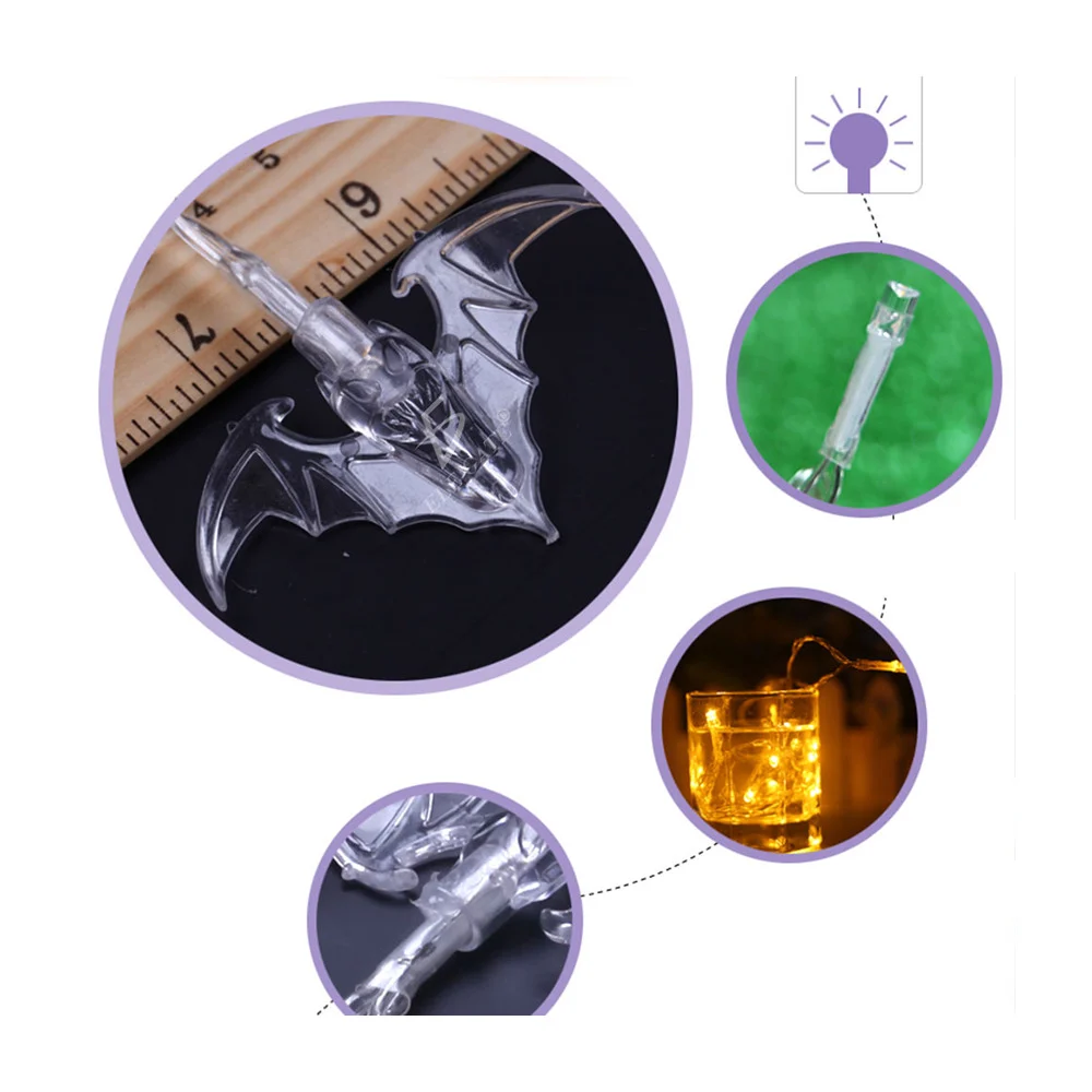 Guirnalda de luces led con diseño de murciélagos para decoración de fiesta halloween