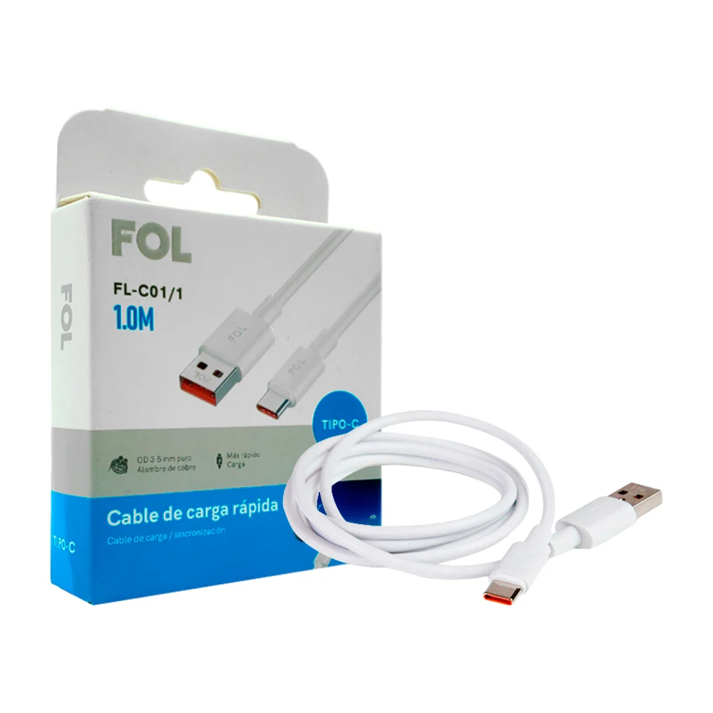 Cable fol de 1m con entrada usb a tipo c para carga rápida / fl-c01/1
