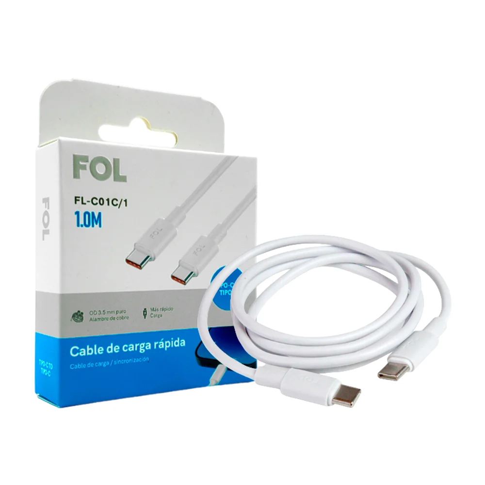 Cable fol de 1m con entrada tipo c a tipo c para carga rápida / fl-c01c/1