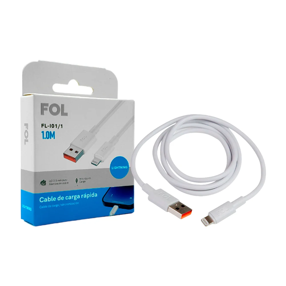 Cable fol de 1m con entrada usb a lightning para carga rápida / fl-i01/1