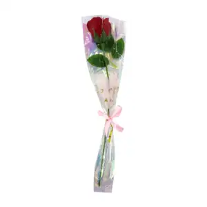 Rosa artificial con envoltura tornasol y listón just for you / fla-bb…