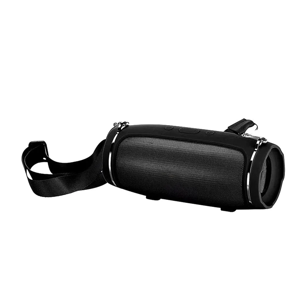 1pza Bocina inalámbrica cilíndrica, recargable, con asa colgante, anillos color plateado, botones de reproducción y puertos conectores / cargadores, variedad de colores / charge mini 4+ / fm-5118
