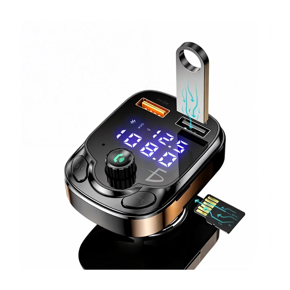 Transmisor bluetooth 5.0 con 2 puertos usb y entrada micro sd para automóvil / fm.f55