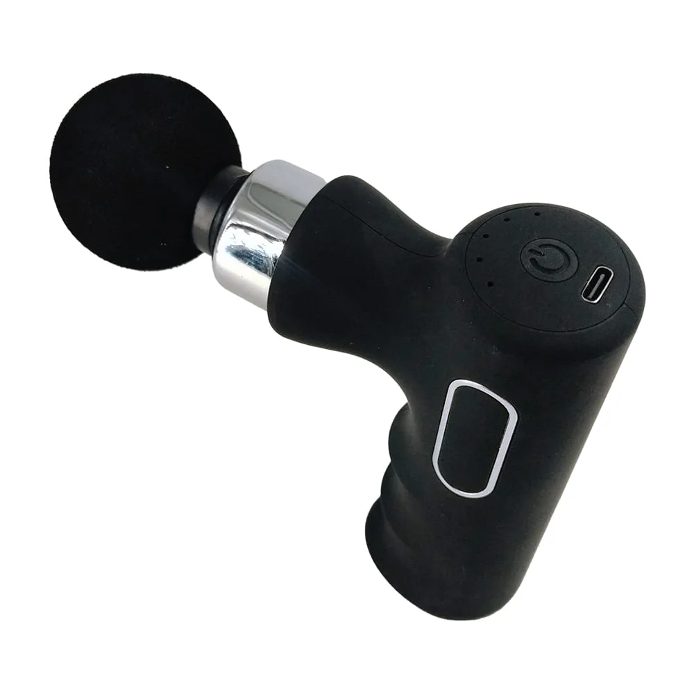 Mini pistola eléctrica masajeadora relajante muscular portátil con 2 cabezas intercambiables / massage fun / fm19