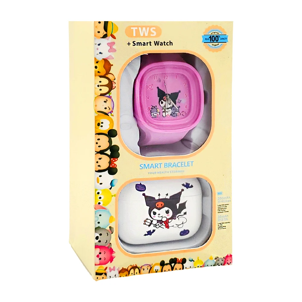 Kit de audífonos inalámbricos y reloj de mano con estampado de los amigos de hello kitty sanrio, variedad de modelos / fr-6602