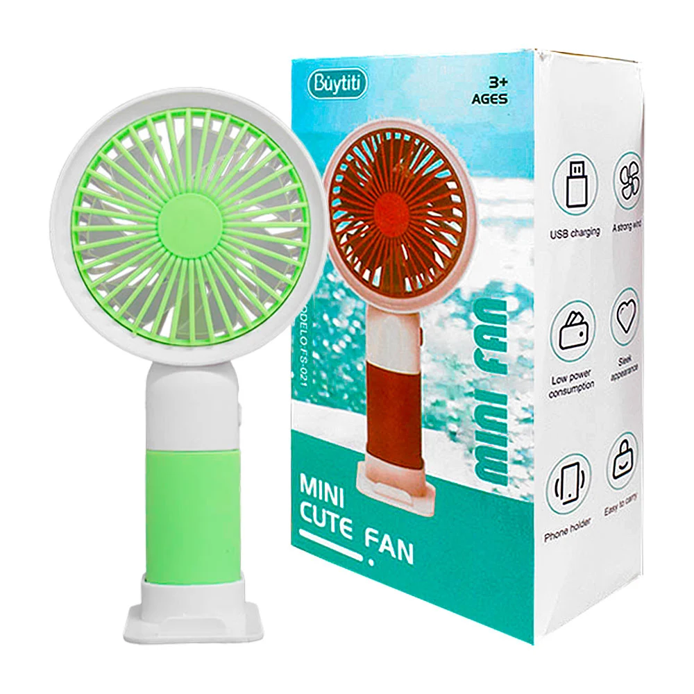 Mini ventilador de mano recargable buytiti + base con soporte para celular / mini cute fan / fs-021