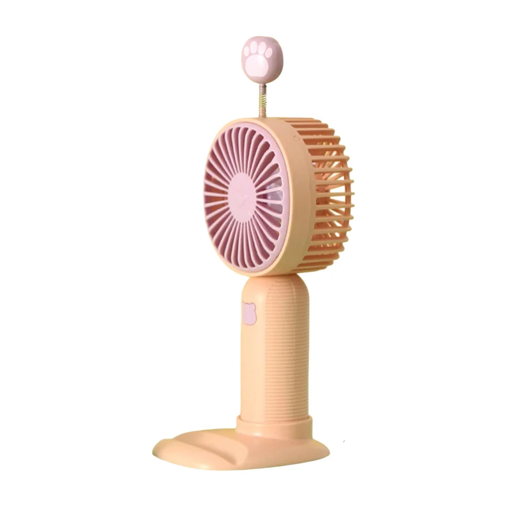 Ventilador de mano recargable con decoración de huella gato y base, variedad de colores / fy044