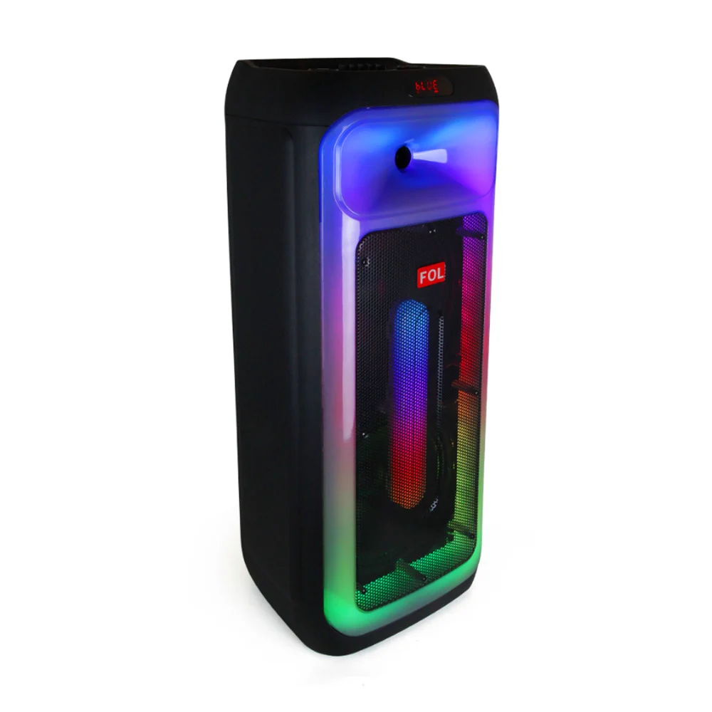 Bafle de piso fol con doble altavoz, karaoke, conexión bluetooth, radio fm y luces rgb / fs-l1028 / fs-1028
