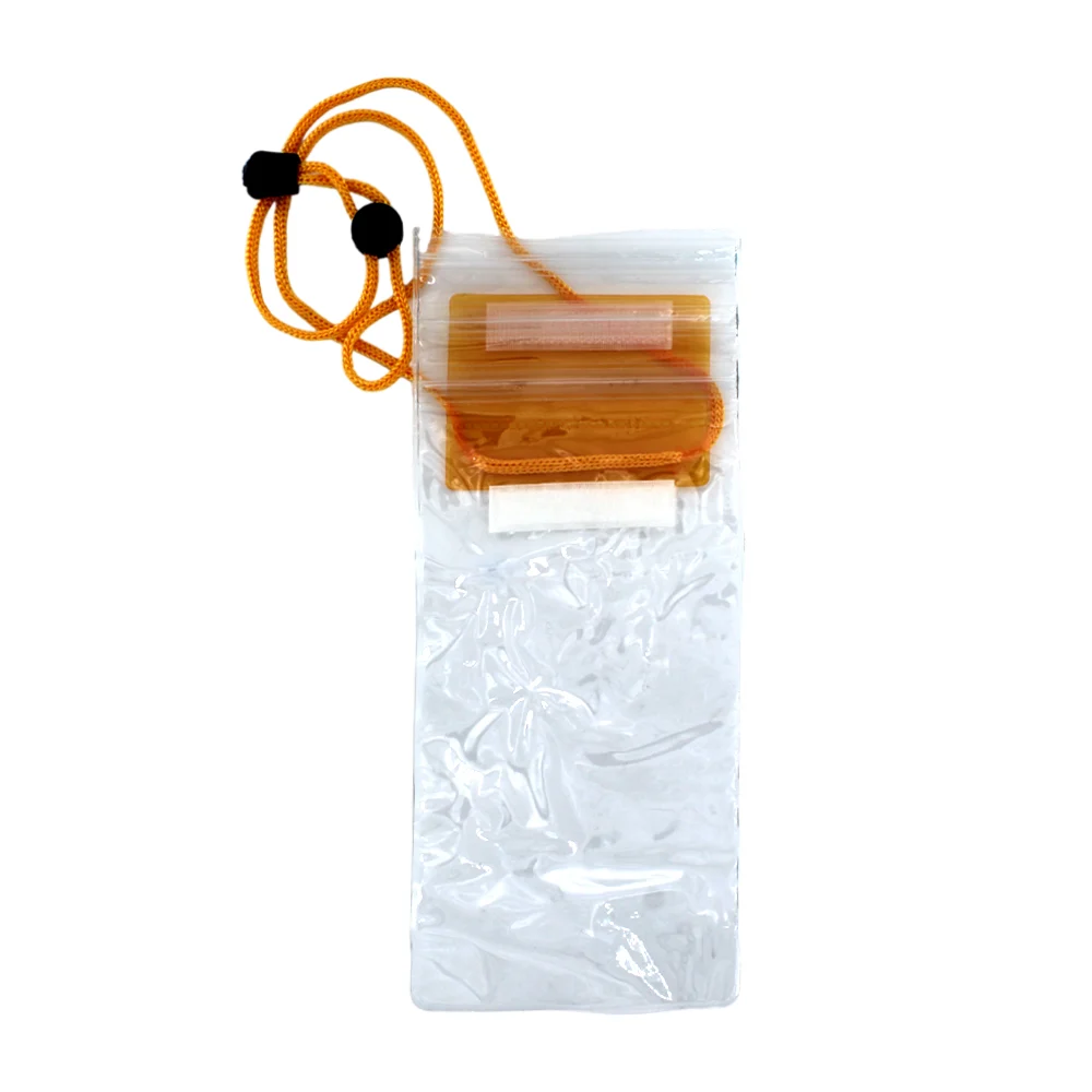 1pza Funda universal transparente contra el agua con velcro para celular y correa, variedad de colores / fst02