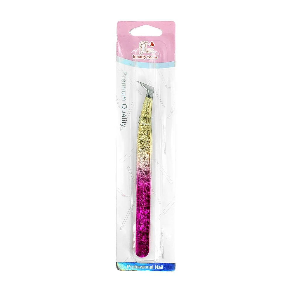 Blíster de pinzas rectas, semi curvas o curvas metálicas multicolor de alta precisión para extensiones de pestañas / mc0030
