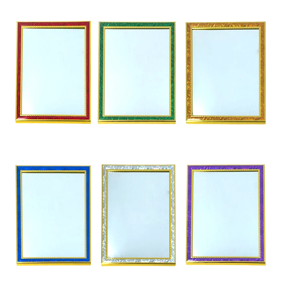 1pza Espejo rectangular mediano con marco metálico 19.5×24.5cm, variedad de colores / g1163