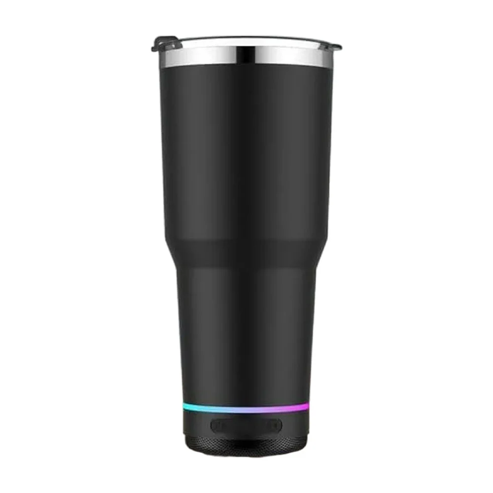 Vaso / termo metálico de acero inoxidable con bocina inalámbrica integrada, luz rgb y destapador metálico con capacidad para 420ml, variedad de colores / copo de cerveja musical / g3-17974