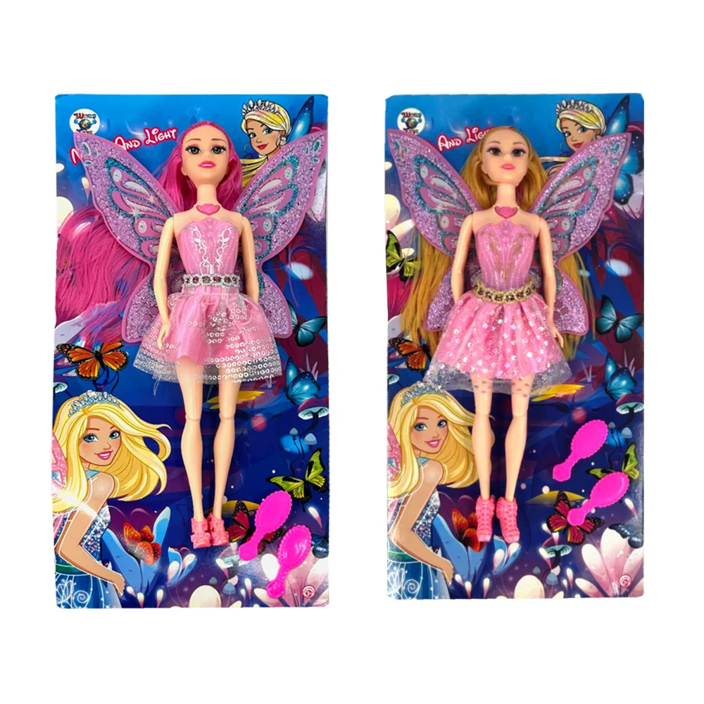 Muñeca con alas de hada, accesorios, luz y sonido, variedad de colores / world toys / music and light
