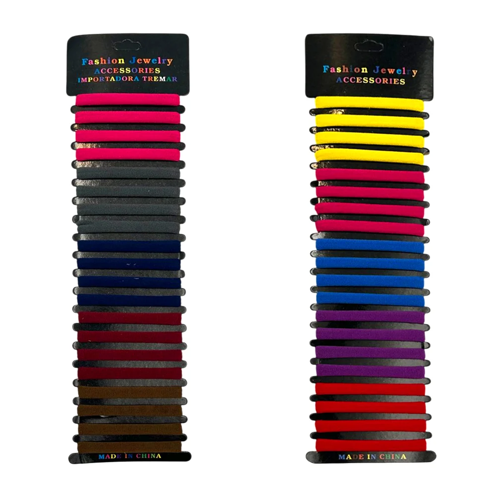 Blíster con 20 ligas donas de licra para el cabello, variedad de colores / fashion jewelry