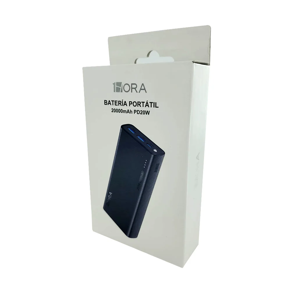 Power bank / batería portátil 1 hora con 2 puertos usb y 1 puerto tipo-c, 20000mah, 20w / gar158