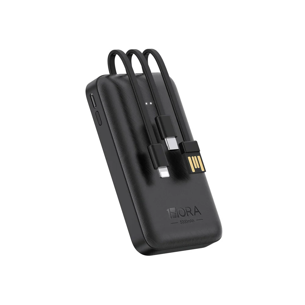 Power bank batería portátil 1hora con puerto usb-c + cable lightning y tipo c de 5000mah / gar261n