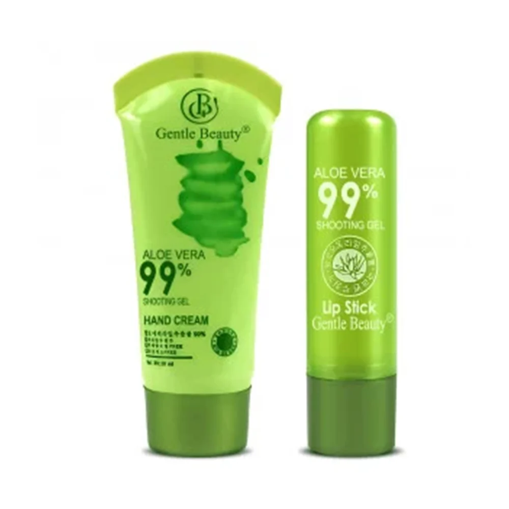 Blíster con bálsamo labial hidratante y crema de manos de 20ml con extracto de aloe vera / gentle beauty / g23-69