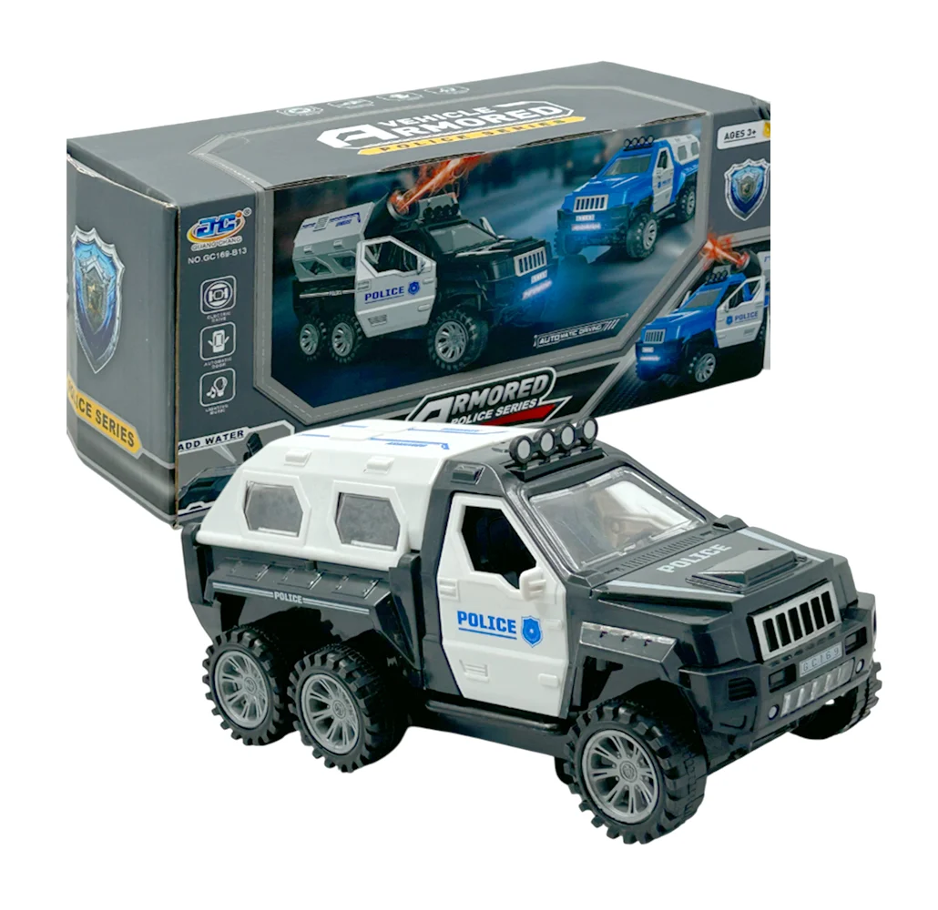 Vehículo patrulla abre puertas con luces, música y lanzador de spray, variedad de colores / armored police series / gc169-b13