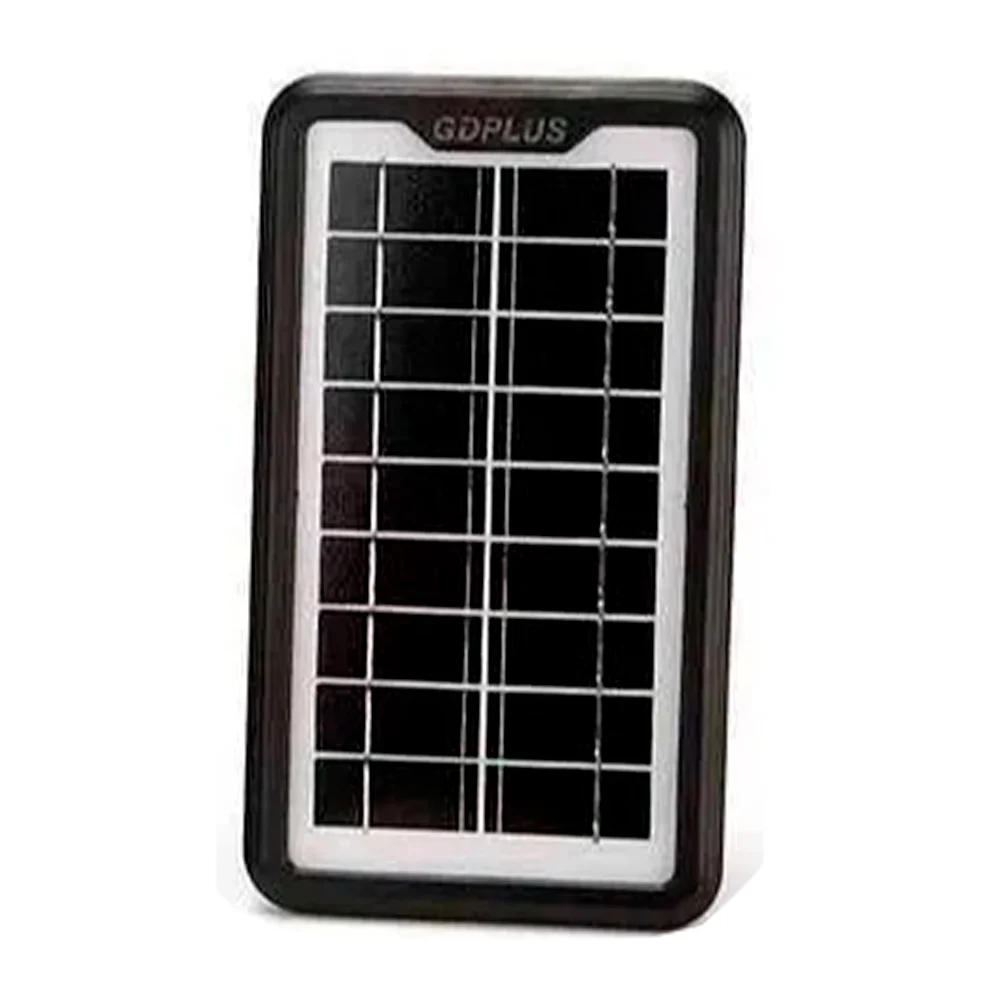 Lámpara de mano con bocina bluetooth, radio fm + 3 focos led y panel solar para recargar / gd-8073