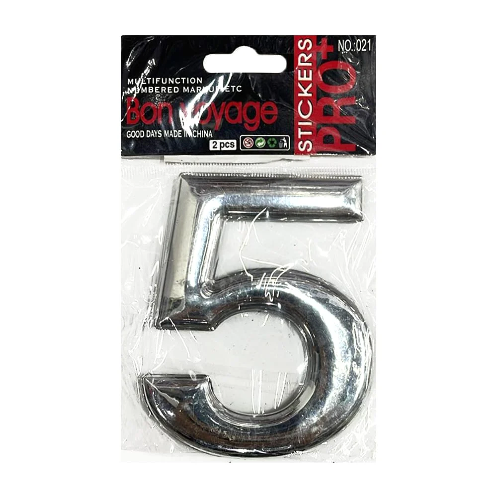 Placa metálica para exterior en forma de número 3d en color plata, variedad de modelos / 7.5x10cm