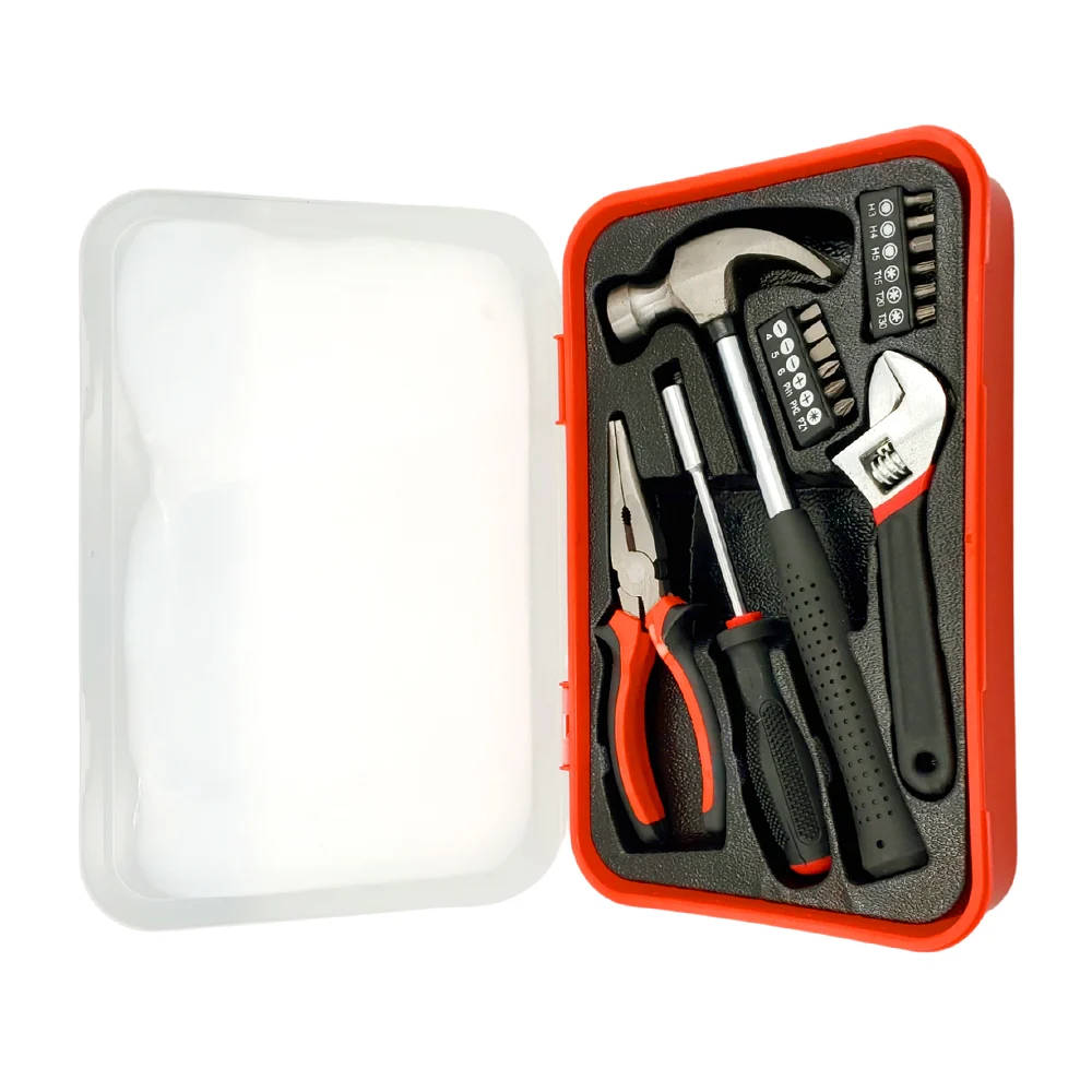 Estuche de 16 herramientas con martillo, pinzas alicates, pinzas pericas y desarmador con puntas intercambiables, variedad de usos / gjx2343