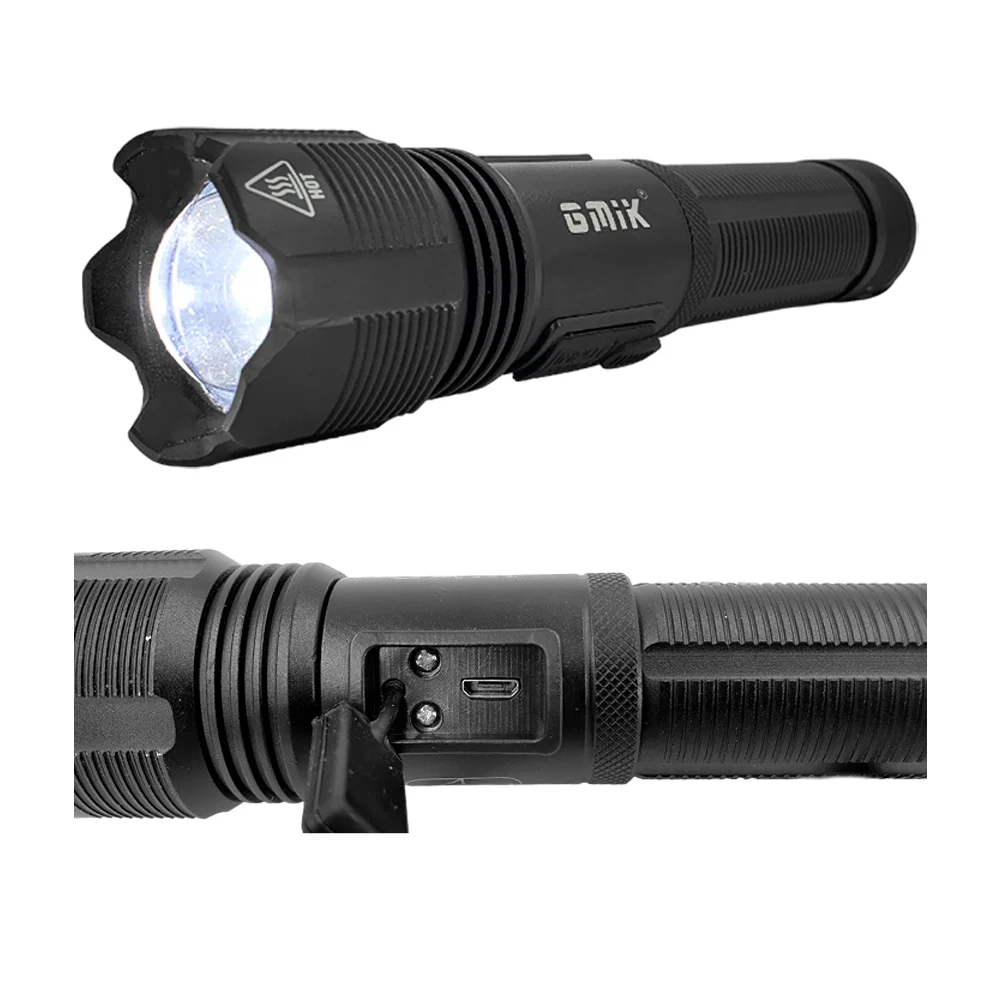 Lámpara / linterna gmik de luz blanca con 5 modos de iluminación, zoom telescopio y batería recargable, 20w / aluminum alloy strong light / gm-8065
