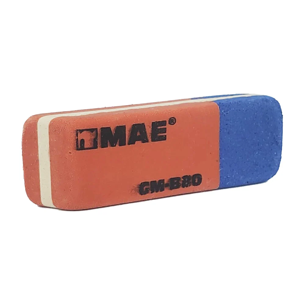 1pza Borrador de goma bicolor para grafito y tinta / gm-b80