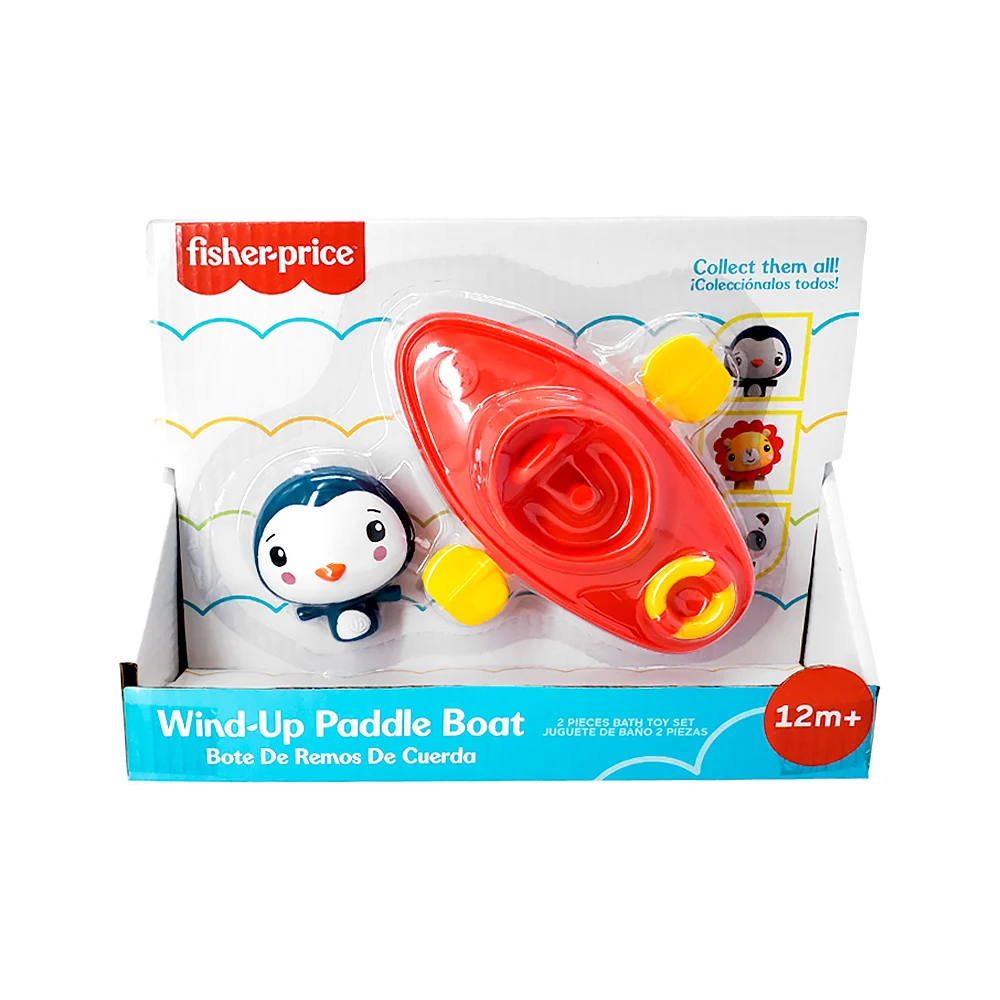Set de juego de baño fisher-price, bote de remos de cuerda con pingüino / gmbt003c