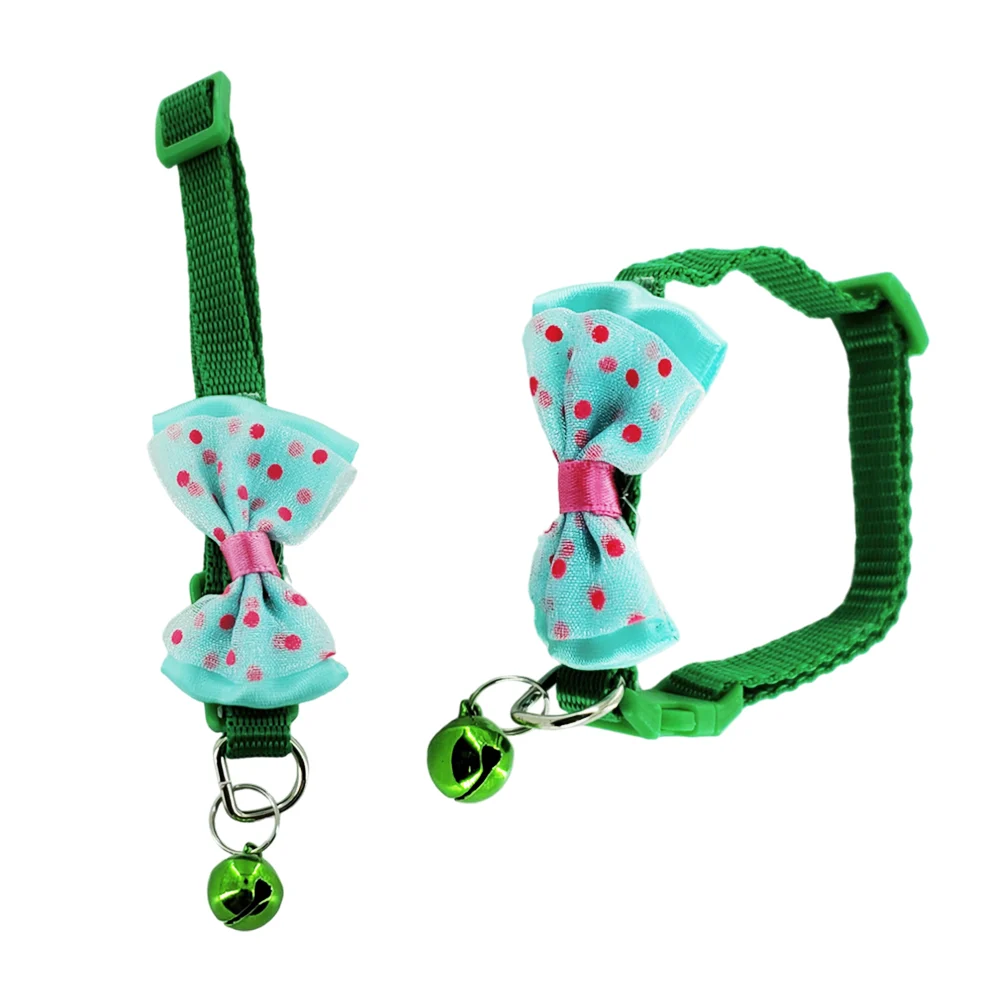 1pza Collar ajustable con cascabel y moño decorativo para mascota, variedad de colores / gpc006