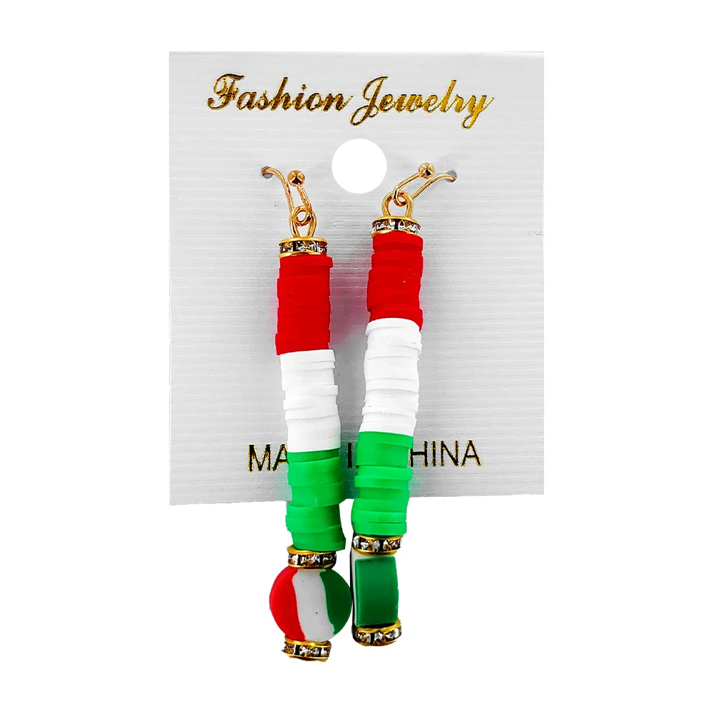 Par de aretes largos con diseño patrio tricolor / fashion jewelry / gq-17