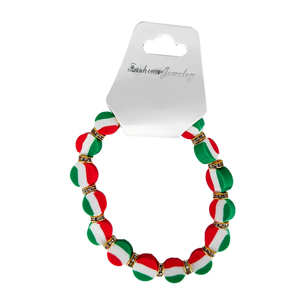 1pza Pulsera elástica de bisutería en forma de círculo tricolor y argollas metálicas con brillos / fashion jewelry