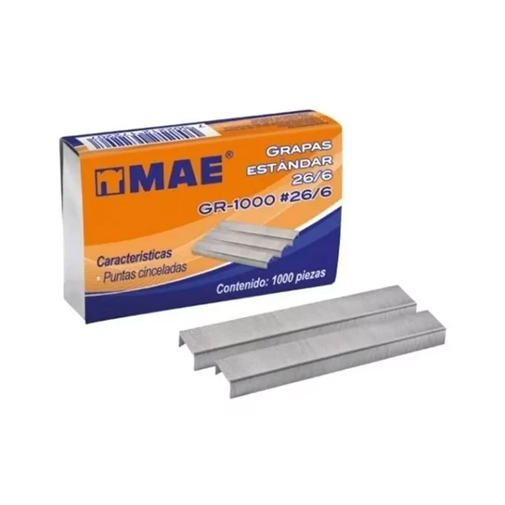 Caja con 1000 grapas metálicas mae, medida 26/6 / gr-1000 #26/6