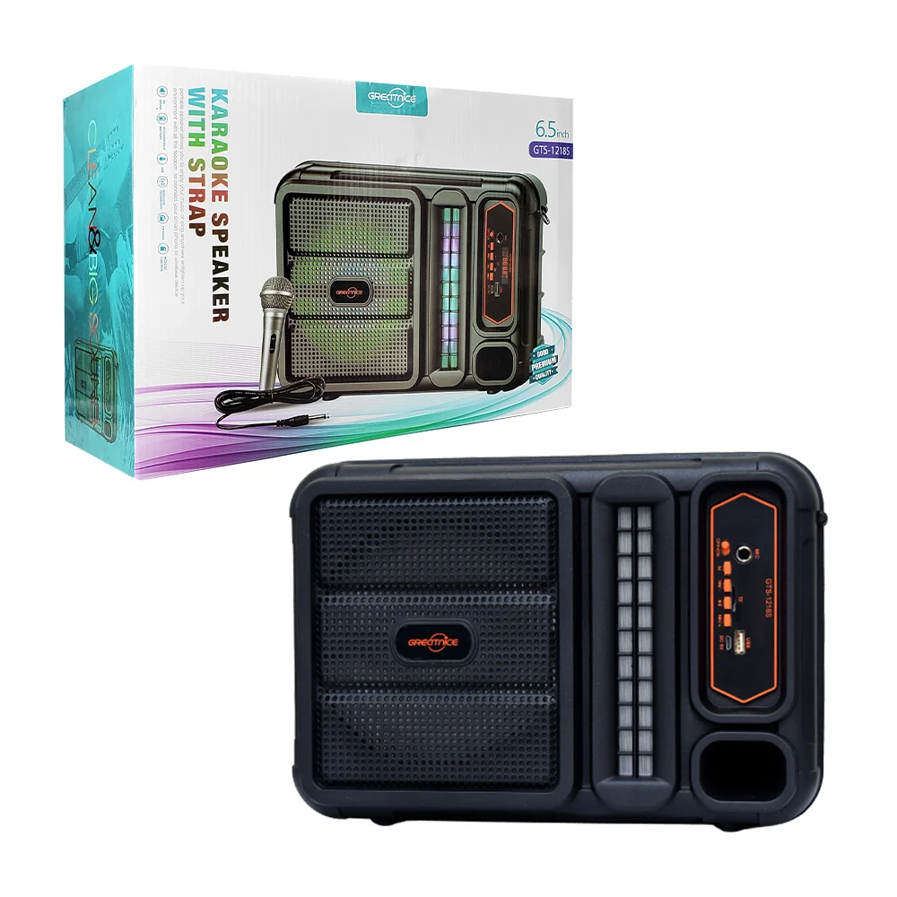 Bocina karaoke inalámbrica portátil con micrófono, correa + entrada para usb y tf / gts-1218s