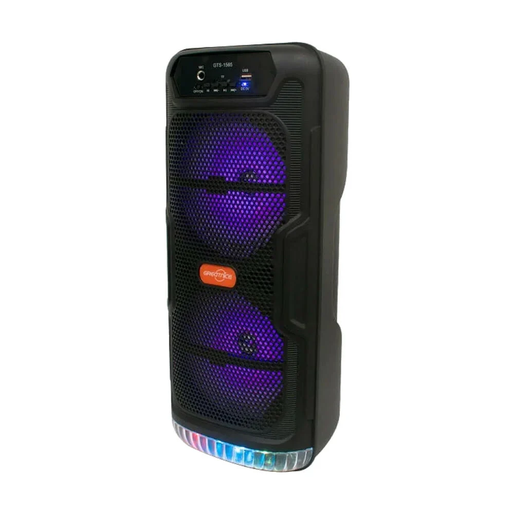 Bocina bluetooth greatnice 6.5x2 pulgadas con luz y ranuras para usb y micro sd / gts-1565